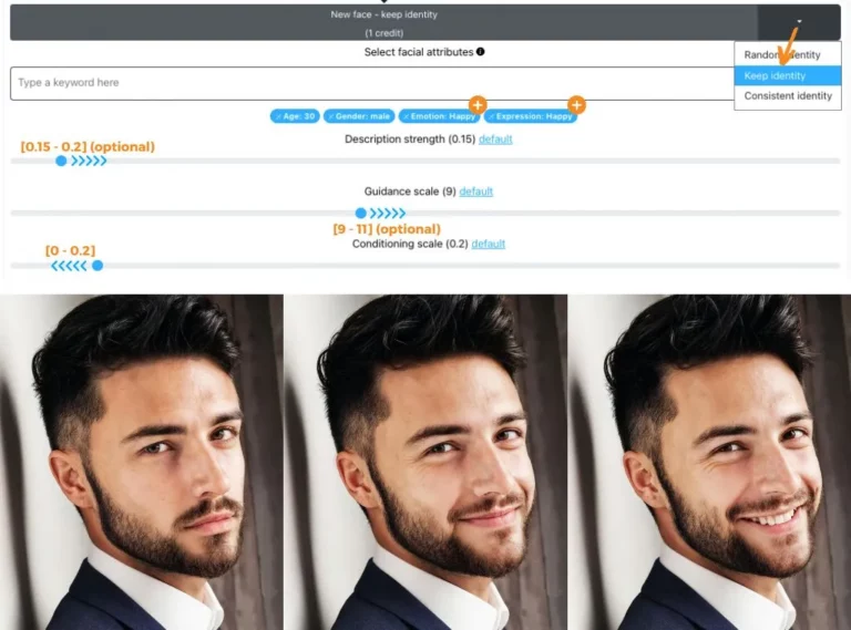 Modificateur de visage IA d'un homme d'affaires