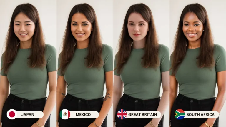 Générateur de couleurs de peau, image vedette d'une fille en haut vert avec différentes nationalités
