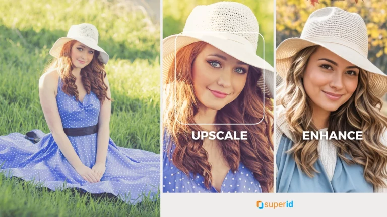 SuperID AI Photo Enhancer Image en vedette d'une belle fille assise sur l'herbe