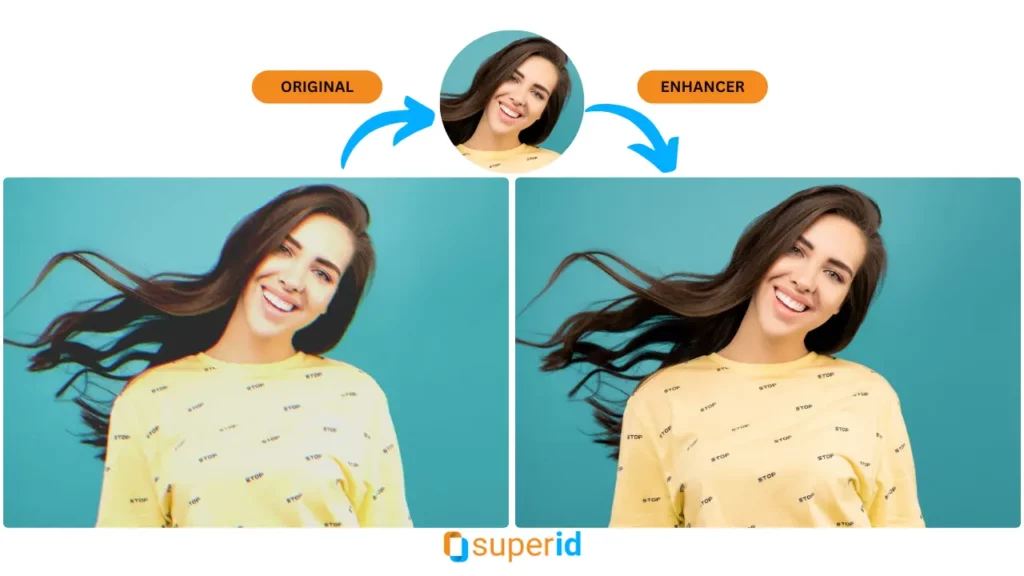 Sito web per migliorare le foto di una bella ragazza con sfondo turchese