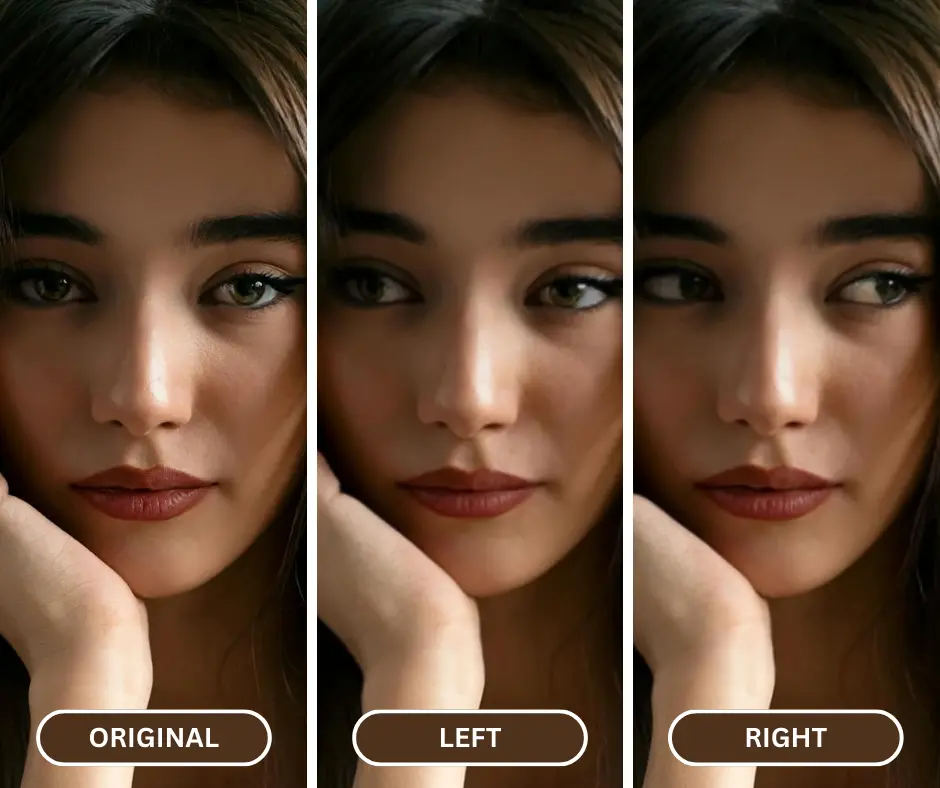 femme avec variation de la direction des yeux