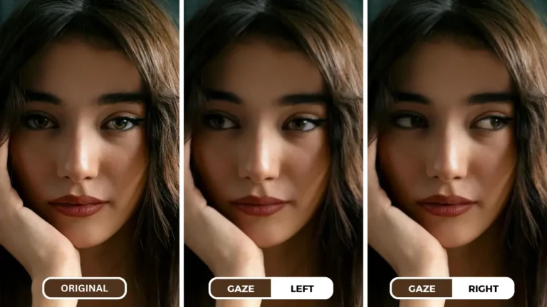 femme avec un regard différent, à droite et à gauche
