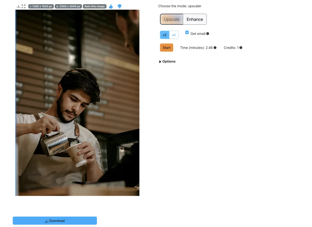 image agrandie d'un barista préparant du café avec superid