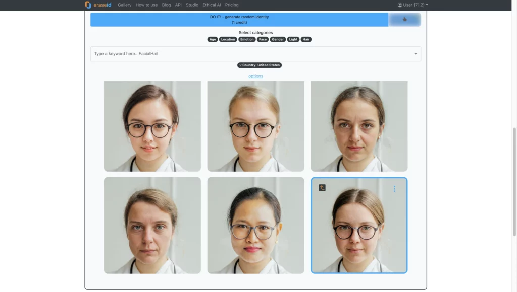 Options EraseID parmi lesquelles choisir lors de l'effacement de l'identité