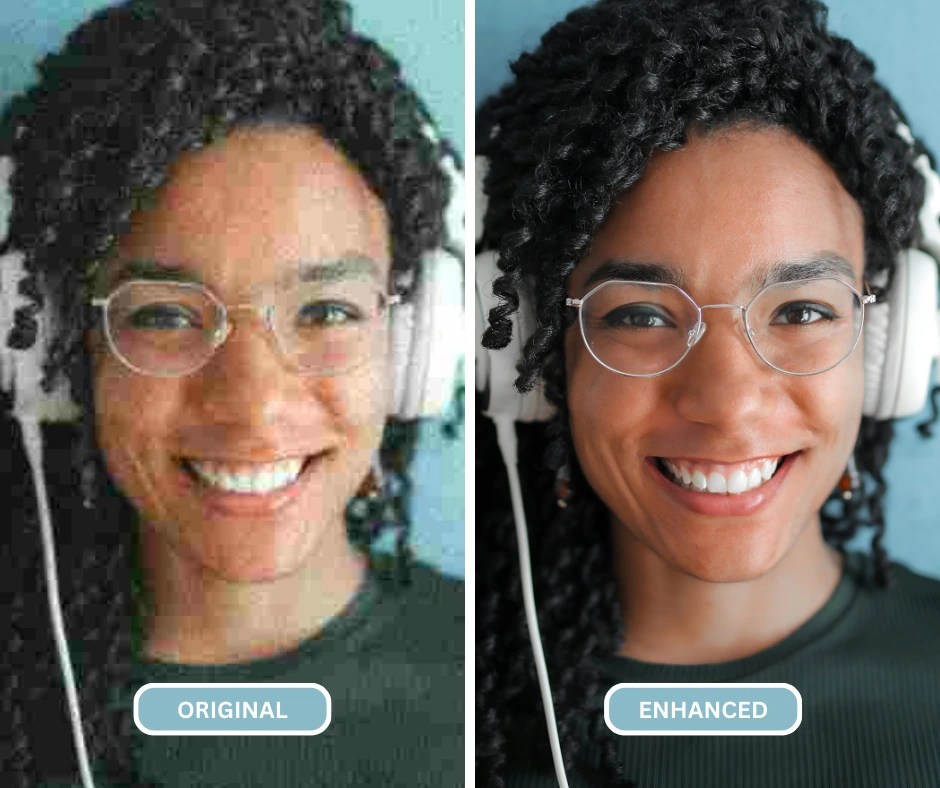 Deblur Image using SuperID on an image of a girl in eyeglasses