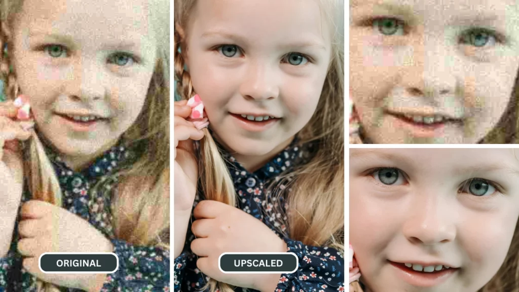 Enhancing image of a little girl in floral dress using SuperID