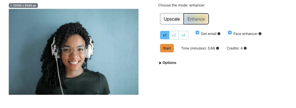 Enhanced image of a girl in headphones by using SuperID