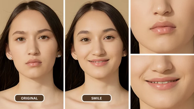 comment ajouter un sourire à une photo d'une jeune femme image améliorée