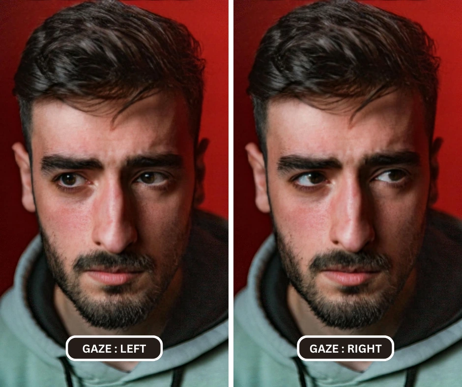 Guardando a sinistra e a destra usando EraseID su un'immagine di un uomo barbuto