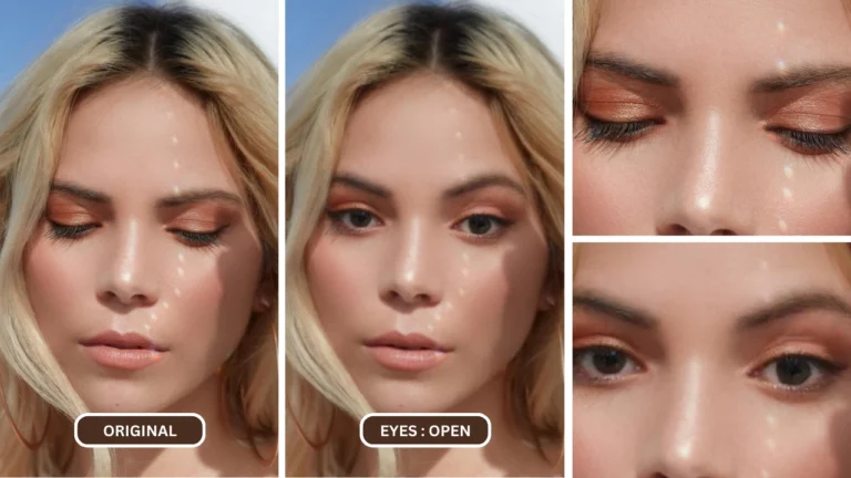 Filtre yeux fermés appliqué sur une image d'une jeune fille
