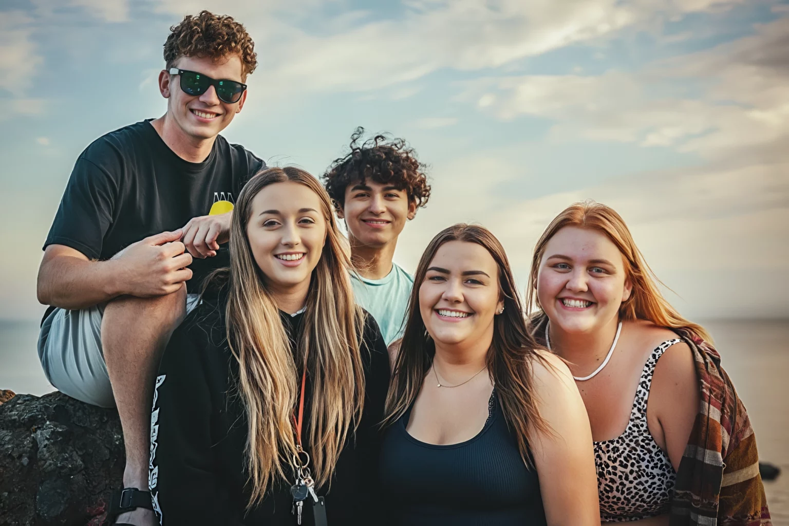 come mettere una faccina sorridente sulla foto di un gruppo di amici in vacanza