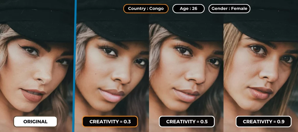 La donna con il cappello nero cambia la sua identità modificando il parametro creatività di eraseid