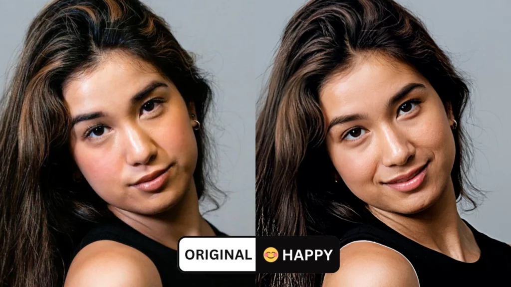 Immagine ravvicinata di una giovane donna in abito nero felice