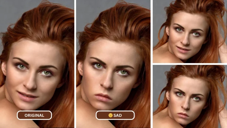 filtre de visage triste en ligne utilisé sur une image d'une femme aux cheveux roux