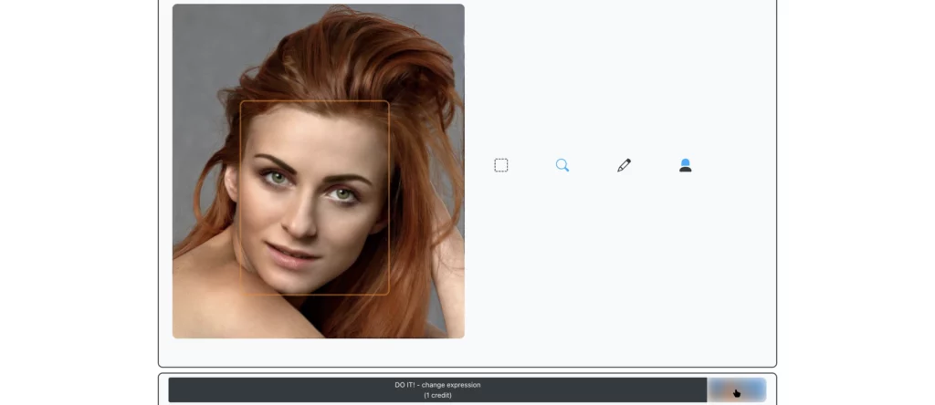 Caricamento online di un'immagine grezza di una donna sorridente con filtro viso triste denominato EraseID