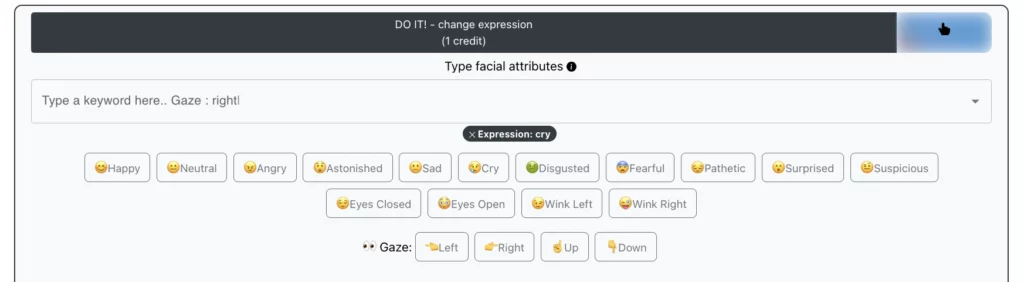 Choosing expressions on EraseID's Change Expressions feature