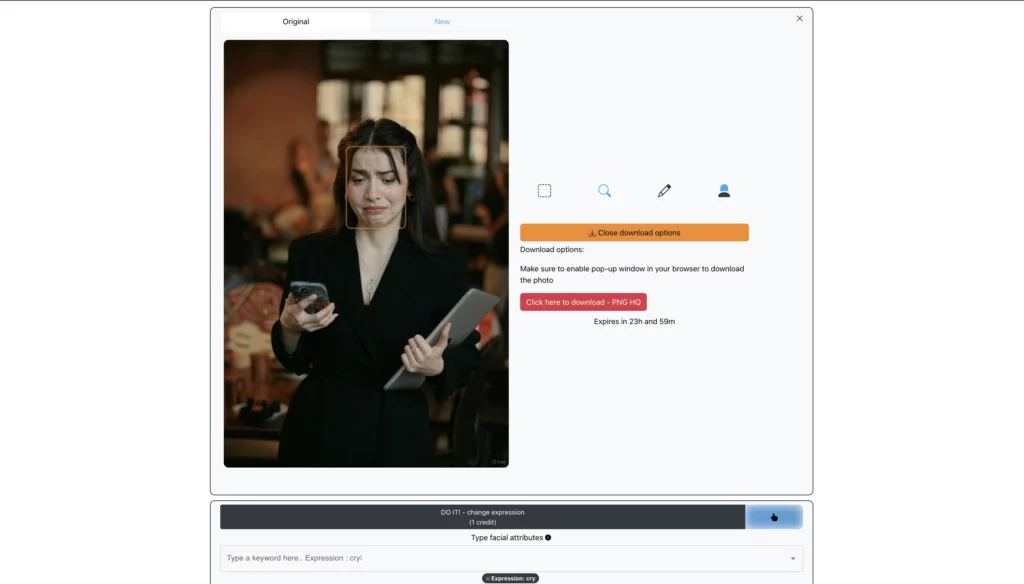Immagine creata utilizzando l'app filtro pianto denominata EraseID