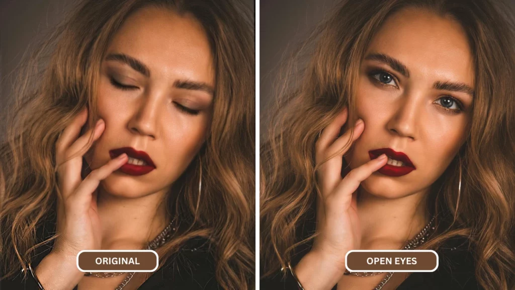 app occhi aperti denominata EraseID su un'immagine di una ragazza bionda con gli occhi verdi