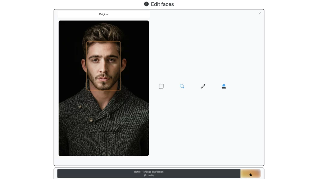Immagine grezza di un uomo con capelli castani e vestito grigio caricata sulla piattaforma EraseID