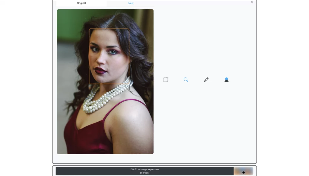 Caricamento di un'immagine di una donna in abito color porpora su EraseID