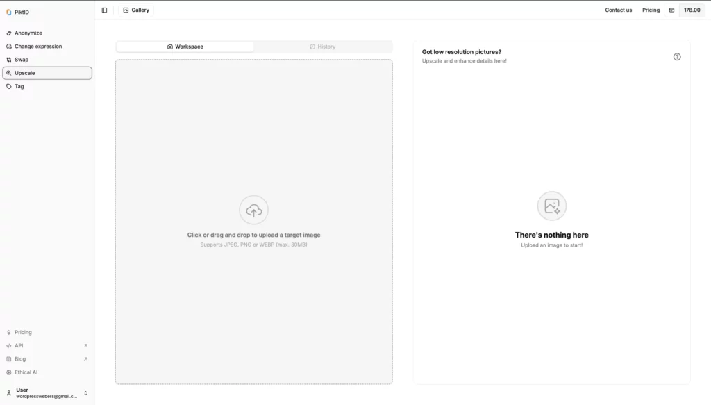 Screenshot della schermata iniziale SuperID prima di caricare un'immagine