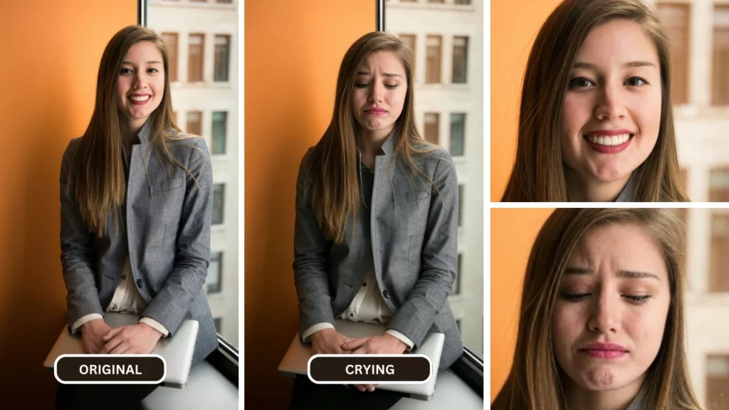 Donna bionda che indossa una giacca grigia mentre tiene un computer portatile in grembo