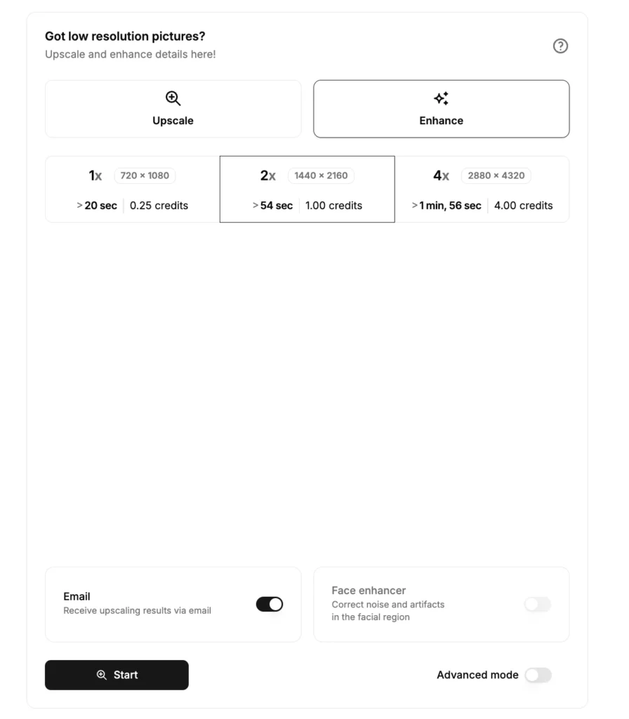 Enhance settings to 2x using SuperID and receive email of the image as well