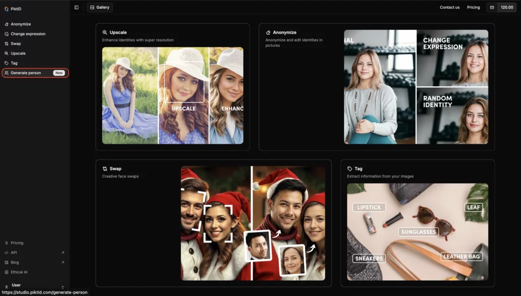 Selezione di Genera immagine persona da PiktID utilizzando PiktID Studio