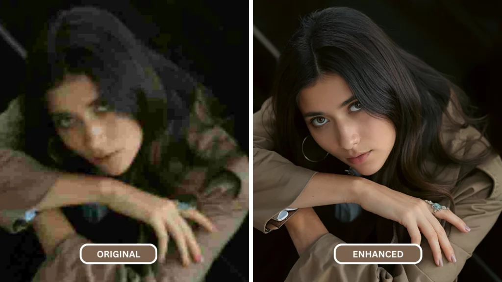 junges Mädchen mit langen schwarzen Haaren und Khaki-Shirt