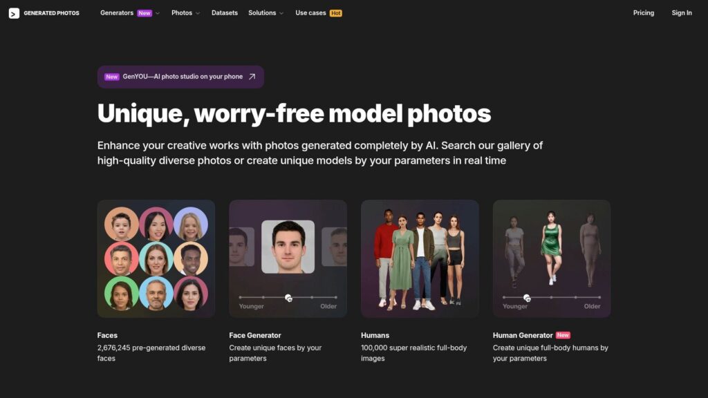 le foto generate sono uno dei migliori generatori di volti AI