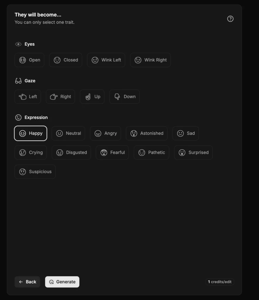 Expression changer setting by PiktID to change Eyes, Gaze and Expressions with just a click of a button