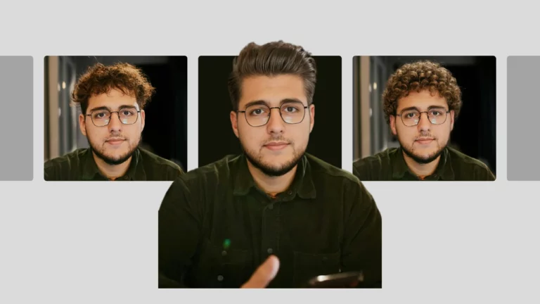 Utilisation de la coupe de cheveux AI par PiktID sur une image d'un jeune homme en chemise verte et lunettes