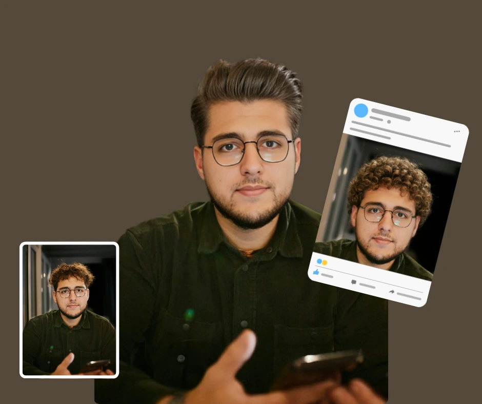 Using ai haircut of an image of a man in glasses and green shirt