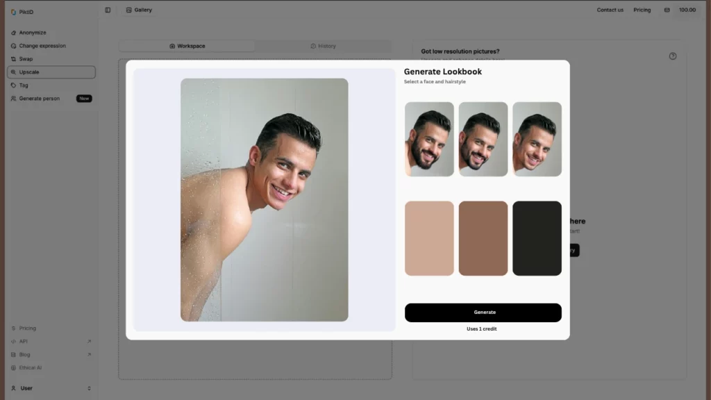 Using the beard filter by PiktID to generate images of a man with different styles of beard