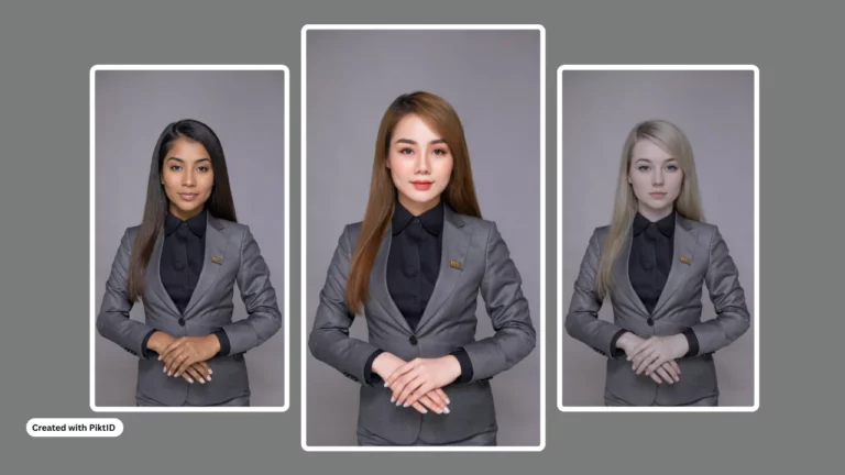 Trois femmes dans la même tenue empilées les unes à côté des autres avec des identités différentes et des ethnies différentes créées avec PiktID
