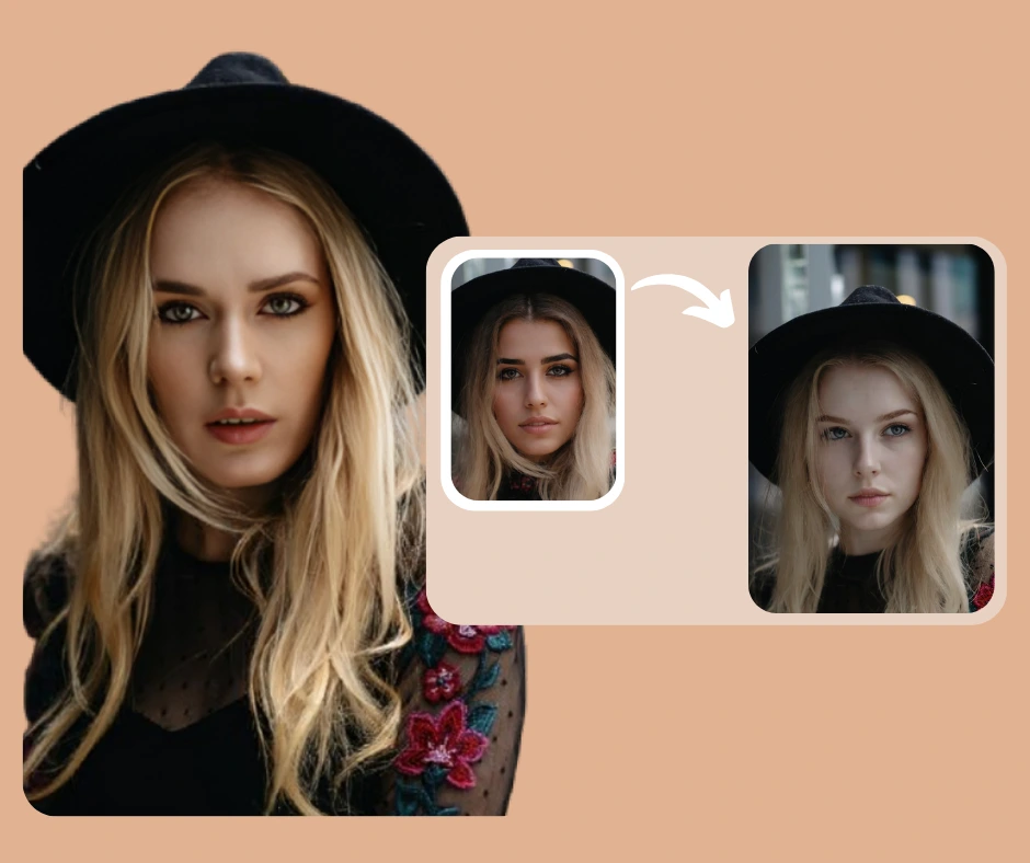 Closeup of a blonde girl, highlighting detailed facial features after face swapping. The image shows how the AI maintains natural hair texture, skin tone, and expression consistency.