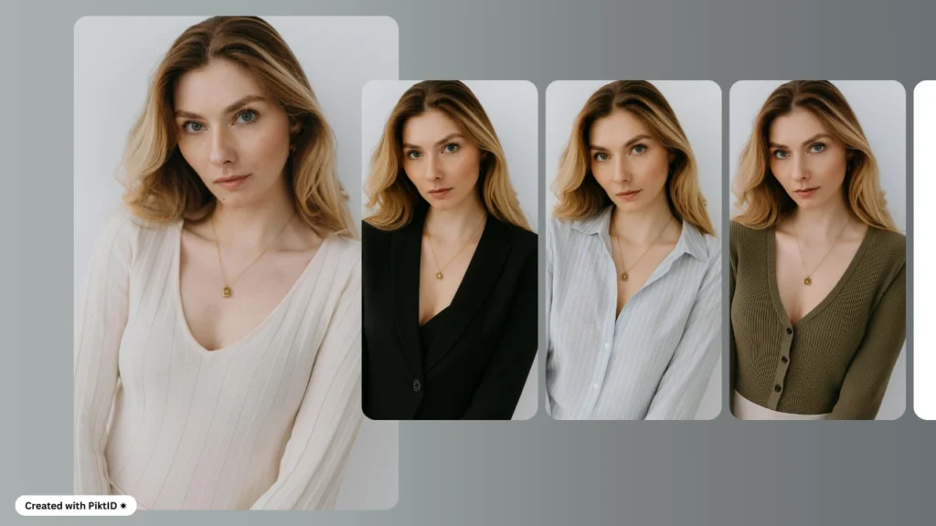 AI lookbook model with four realistic digital models, each styled in unique modern outfits, highlighting virtual fashion variety and styling options.