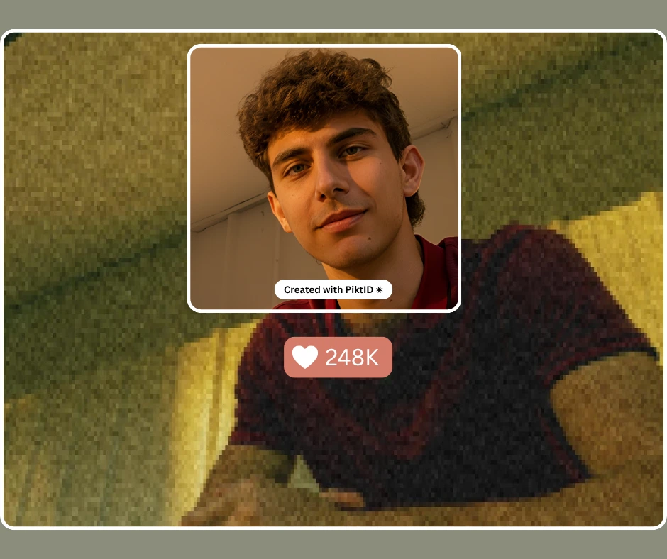 High-resolution portrait of a young man wearing a maroon shirt, looking confidently into the camera under warm indoor lighting. Created with PiktID, this AI-enhanced image highlights realistic skin tones and sharp details for professional social media or portfolio use.