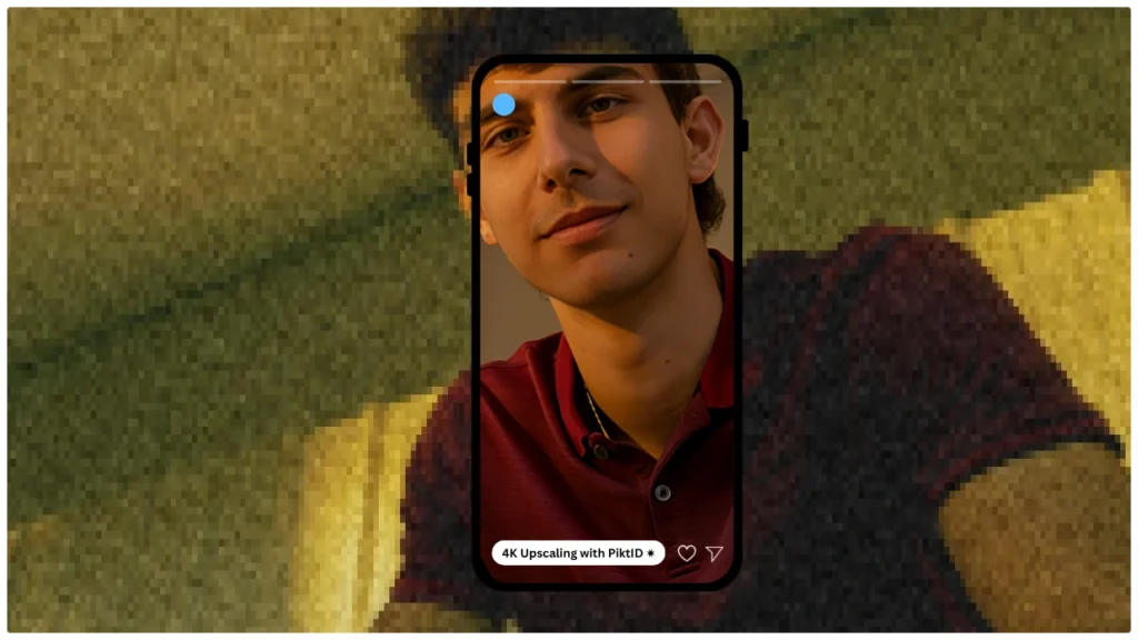 Image showing AI 4K enhancing on an iPhone, where a low-quality photo is enhanced into a crisp, high-resolution version with improved color and sharpness.
