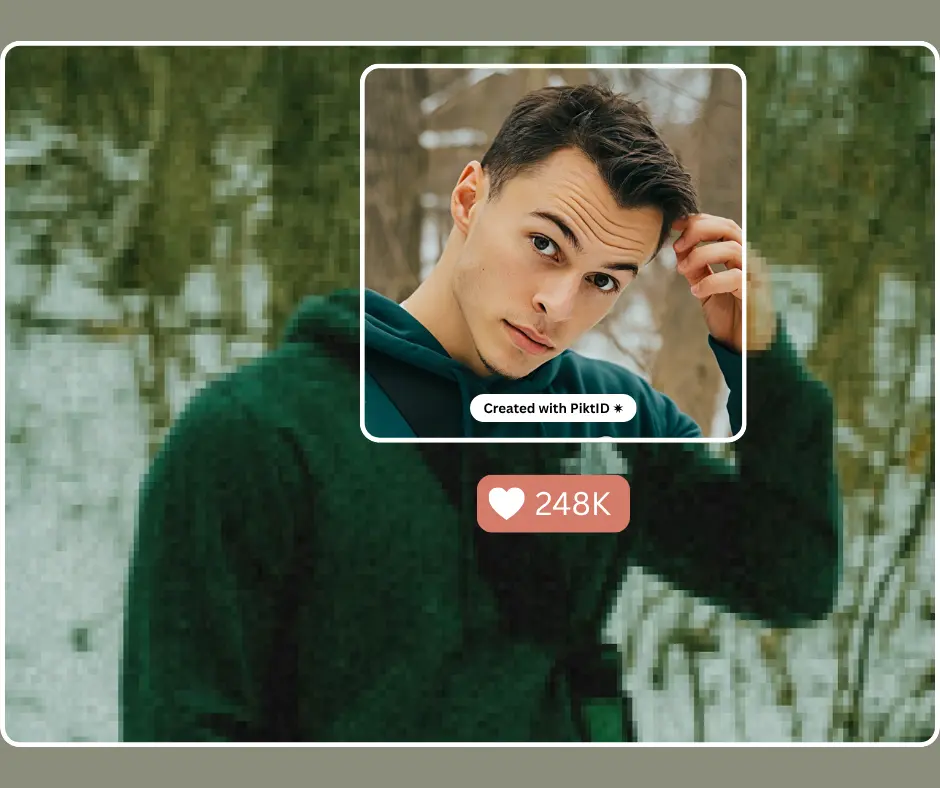 Before-and-after upscaling of a young man outdoors, created with PiktID’s AI upscaler tool. The enhanced version shows sharper focus, accurate skin tones, and background clarity, ideal for social media or influencer use.