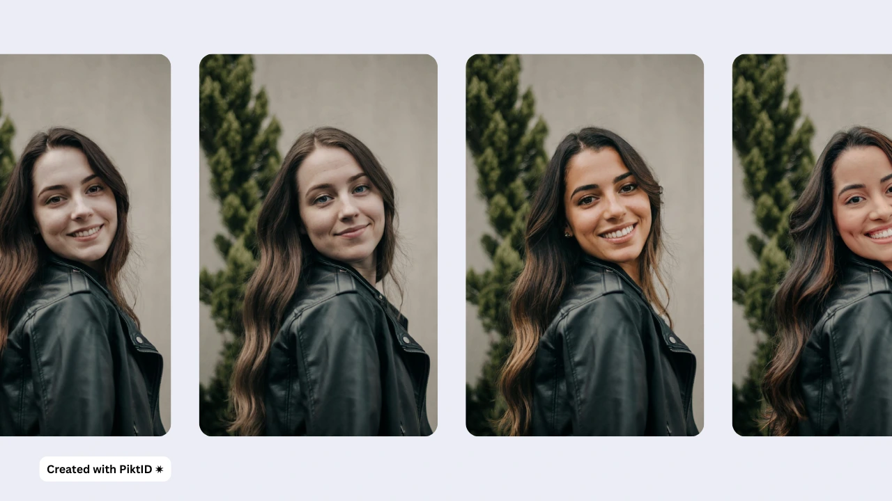 Multiple face swap variations displayed side by side, highlighting how AI can apply different identities to the same pose while keeping lighting, background, and styling consistent.